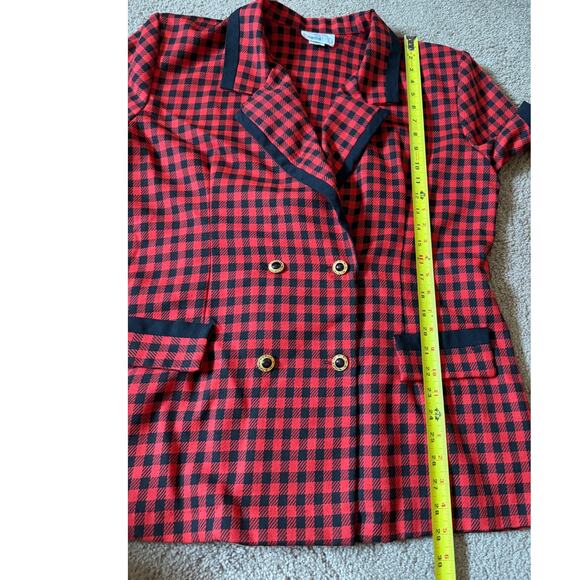 Vintage Blazer Plaid Short Sleeve Old Money Quiet Luxury Buffalo Check Retro - Picture 5 of 7